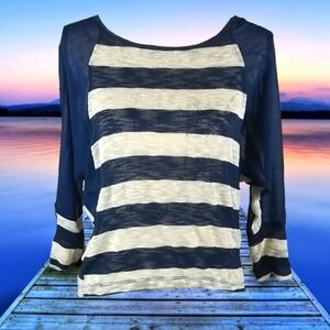 Striped Knit Top Navy & Cream